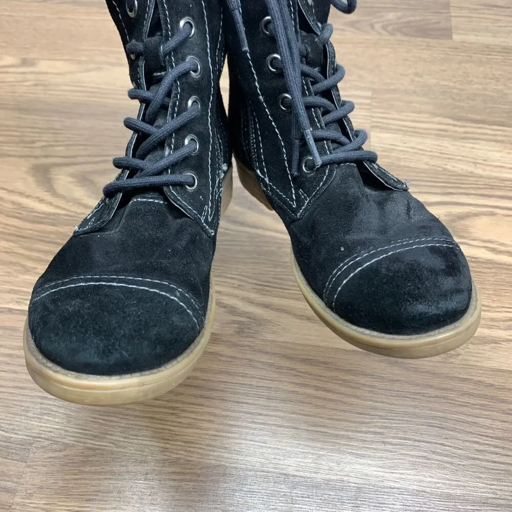 Roan Bed Stu Affair Combat Boots Distressed Grunge Black Leather Sz 6.5 Lace Up - Picture 8 of 12